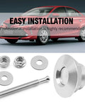 4 Piece Universal Aluminum Hood Pins With Quick Release Lock Latch For Bumpers And License Plates 1.25 Inch Diameter Silver Finish