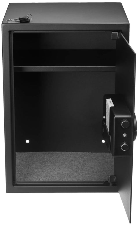 Open view of Steel Home Security Safe With Electronic Keypad Lock For Docs And Valuables, 1.8 Cubic Feet, Black, Heavy Duty Steel Safe Box