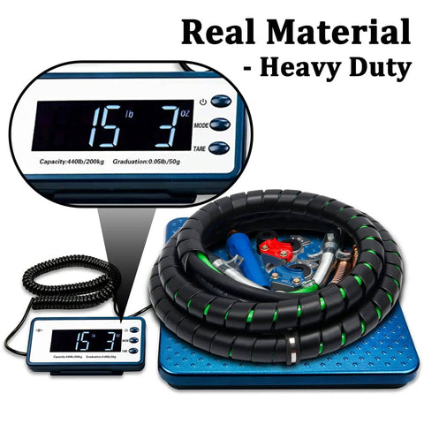12ft 3 In 1 ABS Power Air Line Hose With Glad Hands And 4 Glad Hand Seals for tractor trailer shown on scale