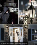4 Pack Dusk To Dawn LED Bulbs for Outdoor Use 60W Equivalent showcasing brightness and auto on/off in porch and street settings