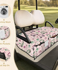 Hella Comfy Golf Cart Seat Covers With Deep Storage Pockets For Two Passenger Carts Universal Fit, pink cover on golf cart seats.