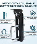 Heavy-duty Adjustable Boat Trailer Bunk Brackets 10 Inch Top Kit built tough cast iron marine trailer frame upgrades black 4-piece set