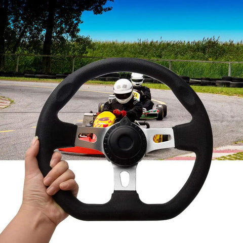 270mm 3 Spoke Steering Wheel for Go Karts and Off Road Vehicles PU Foam Comfortable Grip Metal Core Universal 3 Hole Mount held in hand