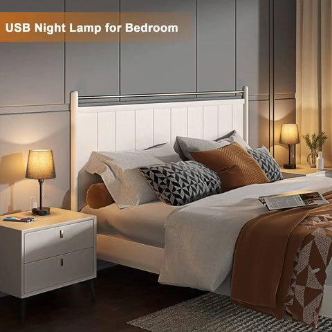 Set Of 2 Black Bedside Lamps For Bedrooms With Three Color Modes And USB C And USB A Ports Plus AC Outlet Tiny Nightstand Lamps