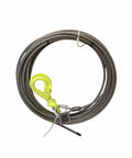 Coiled Three Eighths Inch By Seventy Five Foot Fiber Core Winch Cable With Self Locking Swivel Hook and galvanized steel core
