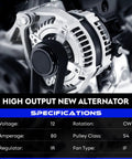 Image of a High Output 80 Amp 12V Alternator Replacement For 3.4L Toyota 4Runner, Tacoma, And Tundra Fits 1999 To 2004 Models, CW Rotation.