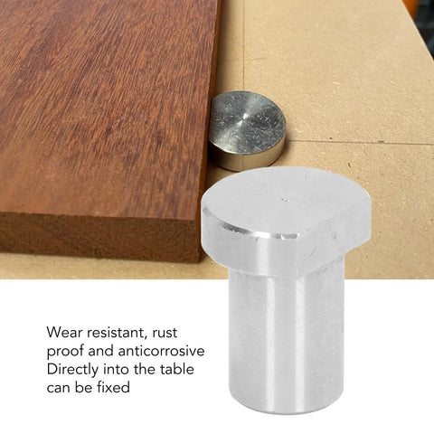 Workbench Stop Dogs Set Of 4 Stainless Steel Peg Brakes For Woodworking Projects 19mm Diameter shown in use on wood surface