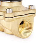 Close-up of NPT Brass Electric Solenoid Valve 12V DC Normally Closed With Viton Seals 3/4 Inch for fuel and air applications