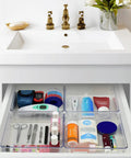 Clear Drawer Organizer Set, 4-Piece Box Trays For Office, Home, Makeup And Kitchen, Junk Drawer Storage, Crystal Clear Plastic