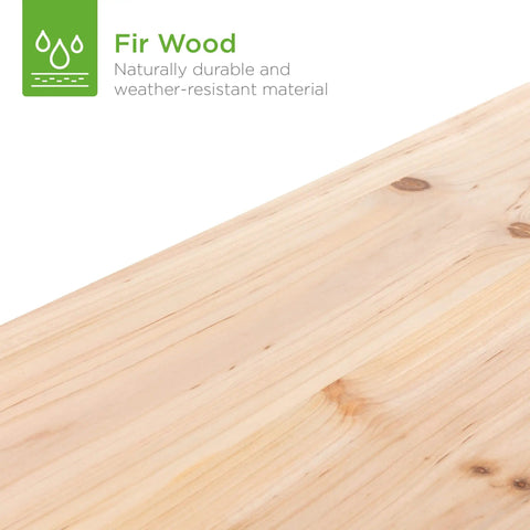 Close-up of durable fir wood with natural finish for 8x2ft Outdoor Wooden Raised Garden Bed Planter For Vegetables And Grass Backyard Lawn.