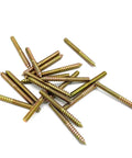 Pro Grade Shop Checked M4 X 40mm Hanger Bolts 20 Pack Heavy Duty Galvanized Steel Double Ended Wood Screws scattered on white background.