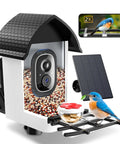 Solar Powered Bird Feeder Camera With 2K HD Live View Auto Capture And AI Species ID For 10,000 Plus Birds 2.4G WiFi Outdoor Birdhouse