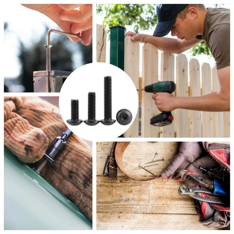 Dope Hex Socket Cap Screw Kit M2 M3 M4 M5 With Wrench, Durable Metal Fasteners, Precise Threads, Handy Assortment For DIY Projects, Home Repairs, And Small Machinery, Easy To Identify Sizes And Build Solid Joints. Black hex socket cap screws and wrench for wood fence and repairs