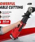 TBANVOO Heavy Duty Hydraulic Wire Cutter Tool With Electric Cable Cutting Machine Features 80Kn Force cutting armored cable up to 65mm.
