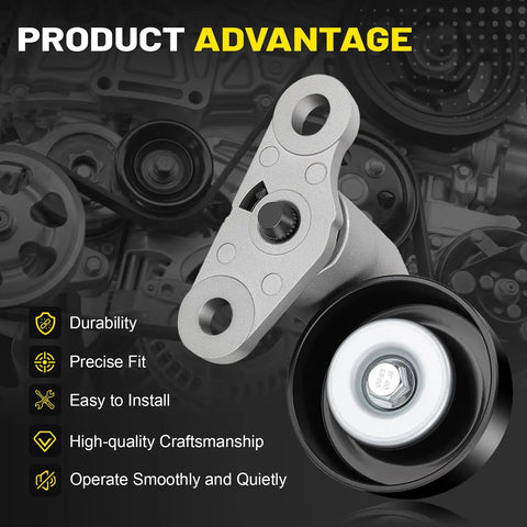 Product advantages of AC Drive Belt Tensioner Kit Bolt-On Fits Chevy Tahoe 2000-2008, highlighting durability and precise fit.