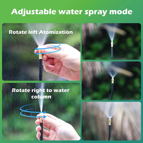 66 Ft Drip Irrigation Kit With Dope 20 Piece 360 Degree Adjustable Misting Nozzles And 0.3 Inch Hose spray mode