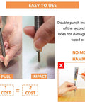 Heavy Duty Two Piece Spring Loaded Hammerless Center Punch Kit shown in use, highlighting easy pull and impact mechanism for precision.