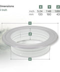 5 Inch Air Vent Duct Connector Flange For HVAC Ducting with dimensions, showing metal flange for 5.24 inch plastic pipes