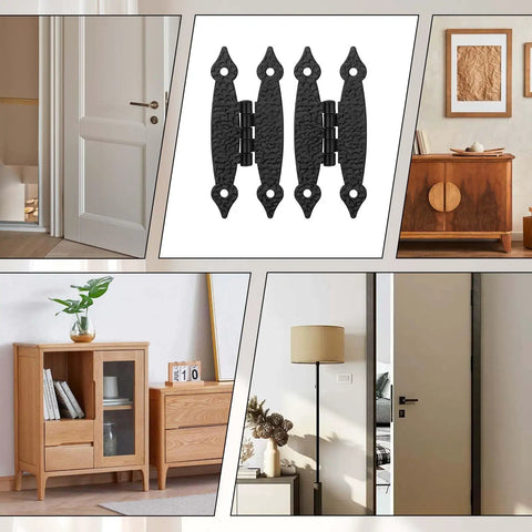 4 Pack Matte Black Antique Iron Decorative Hinges Vintage H Shape Butterfly Cabinet Hardware Sturdy Door Mounts Foolproof Swap Solid As A Rock Build Quick Hookups Legit Vintage Flair Upgrade Fast