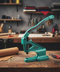 Top Notch Manual Arbor Press Machine With Heavy Duty Cast Iron Base And Industrial Steel Hardware Smooth Spring Return Rivet Tool on workshop table.
