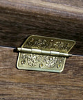Set Of 4 Embossed Brass Hinges With Floral Pattern For Wooden Chest Trunk Cabinet Cupboard Doors, 2.6 Inch Plate 65 Mm
