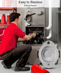 Technician installing Built Tough Furnace Limit Switch Thermostat With Manual Reset; Fits Intertherm Nordyne Miller Gibson Tappan