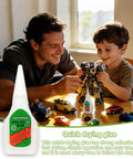 Hella Fast Drying Super Glue For Plastic Repair And Model Fixing With Killer Instant Bond For Abs Pvc Pla 3D Miniatures Precision Tip No Mess Formula Two Pack Bundle visible with child and adult working on toys.