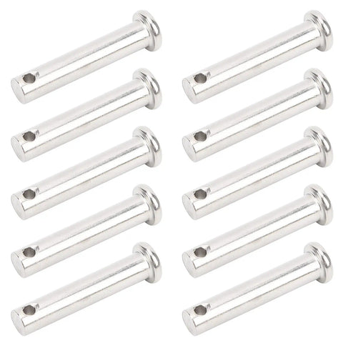 10Pcs Stainless Steel Clevis Pin Set 304 Flat Head Pins With Holes Universal T Shape Round Pins Rugged Heavy Duty Rust Resistant Kit