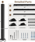 Modular Black Stainless Steel Stair Railing Kit 36 Inches High By 2 Feet Long With Snap Fit Design parts layout showing components and tools