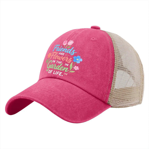 Womens Vintage Summer Trucker Cap With Adjustable Buckle Garden Themed Cool Hat For Everyday Wear Ideal For Running Hiking Walking Cycling