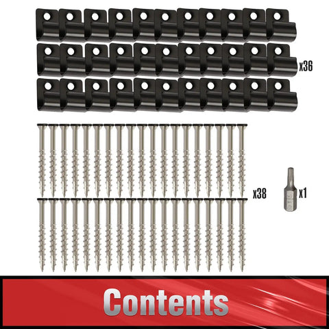 Hidden Deck Start Clips For Grooved Composite Decking With Hidden Fasteners And Decking Screws 36 Pack Black contents