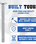 Bulk Pack 8-32 X 1-3/4 Inch Zinc Plated Cabinet Knob And Pull Machine Screws Kit highlighting durability features.