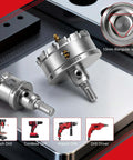 BEoffer 4-inch TCT hole saw set with carbide-tipped cutters and spring-loaded pilot bits; two hole saws shown