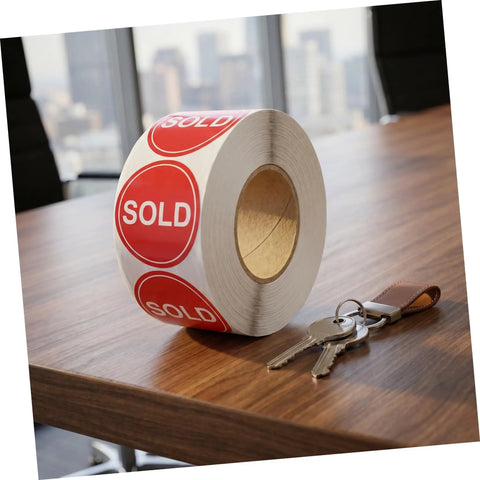 Red Round Self Adhesive Sold Stickers Two Inch Paper Labels For Retail Store And Warehouse Inventory Control Pricing Supplies 500 Pack With Strong Adhesion And Uniform Appearance For Clear Tagging And Easy Price Updates, sold label roll