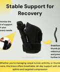 Thumb Spica Splint Brace For Right Or Left Hand With CMC Thumb Support, black, one size, shows adjustable straps and breathable material