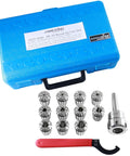 MT2 Shank ER32 Chuck Kit With Eleven Collets From One Eighth To Three Quarter Inch Increments In Sixteenth Inch Morse Taper Collet System Pro Grade Alloy Steel 0.0005 Inch Accuracy For End Mills Drills Reamers, blue case