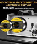 Inside view of Six In One MIG Welder And Plasma Cutter 160A Gas MIG Flux Core Lift TIG Stick Cutter showing spool support