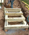 Wooden frame secured with Twenty Pack Of 24 Inch Straight Rebar Stakes With One Half Inch Diameter Steel For Heavy Duty Ground Anchors