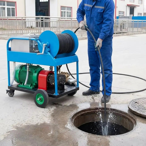 Heavy Duty Sewer Jetter Machine With High Pressure Hydro Jet System for Industrial and Municipal Pipelines in use