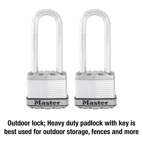 Magnum Heavy Duty Padlock With Key Two Pack Keyed Alike For Outdoor Use, showing dual armor construction and weatherproof design.
