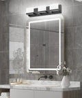 Three Light Black Dimmable LED Vanity Light For Bathroom Up And Down Wall Fixture Over Mirror With Frosted Acrylic Shade