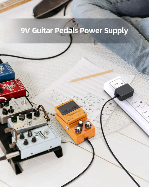 9V Guitar Pedal Power Supply 1A Adapter Low Noise UL Listed Center Negative For Boss Pedals And Other Effects Units