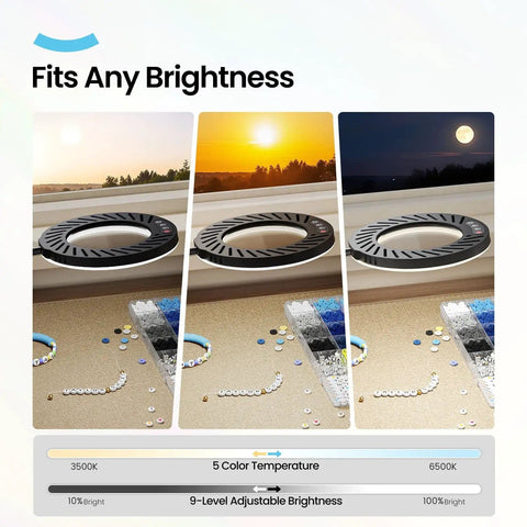 10X Magnifying Glass With Light And Stand, 144 LED Desk Lamp with adjustable brightness and color temperatures display