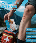 Person showing use of 16 Pack Zip Stitches Wound Closure Kit With Butterfly Bandages And Suture Options for painless first aid on leg.