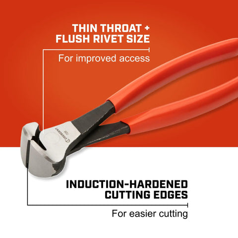 Top Shelf 8 Inch End Cutting Nipper Pliers Featuring Hand Honed Blade Edges And Contoured Dipped Handles For Clean Wire Snips And Hassle Free Reach Inside Tight Quarters Built From Rust Resistant Forged Steel