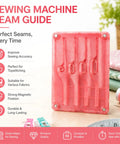 Seam Guide For Sewing Machine, Universal Quilting Accessory in pink showing alignment tool features on table.