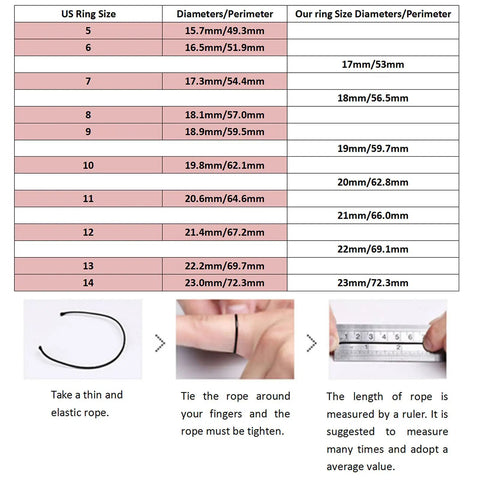 Ring size chart and measuring guide for RFID UID Ring 125KHz And 13.56MHz Black Ceramic Smart Finger Ring For Access Control