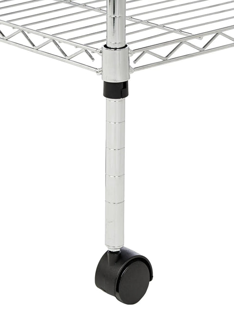 Heavy Duty Five Shelf Chrome Wire Storage Cart With Dual Swivel Casters For Garage Or Office Zero Drama Setup Fully Adjustable Heights Organizes Your Whole Gear Collection Like A Boss
