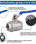 Three Quarter Inch Female NPT Ball Valve 304 Stainless Steel Full Port Heavy Duty Shut Off For Water Oil And Gas Blue Long Handle