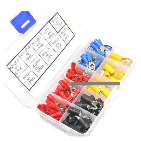 Premium 125 Piece Ring Terminal Kit With Copper Crimp Pre Insulated Wire Connectors For Tough Car And Electrical Projects That Keep Connections Solid As A Rock, assorted rings in case